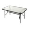Emma and Oliver Tala Rectangular Tempered Glass Top Patio Table with Umbrella Hole and Black Steel Tube Frame